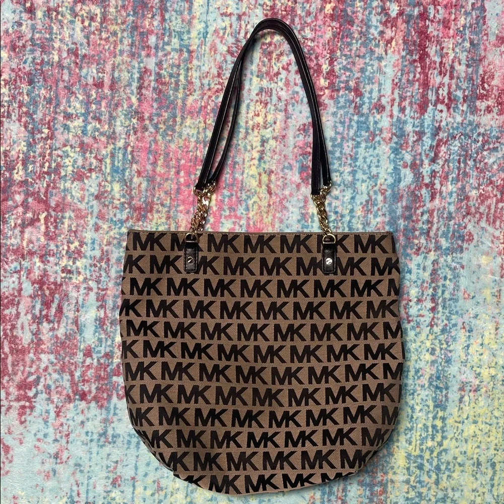 Michael Kors Brown and Black Logo Shoulder Bag - Picture 1 of 5